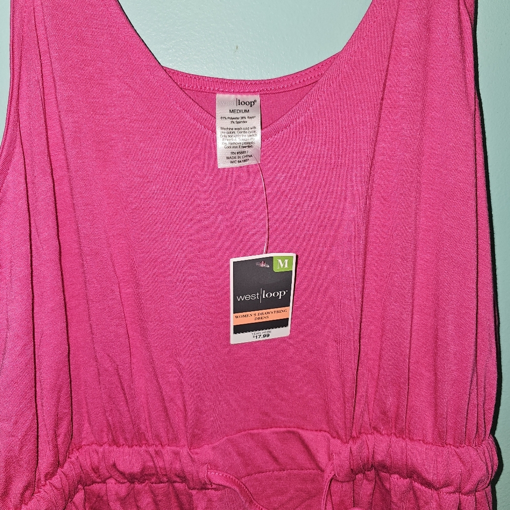 Pink Drawstring Sleevless Dress - Picture 3 of 7